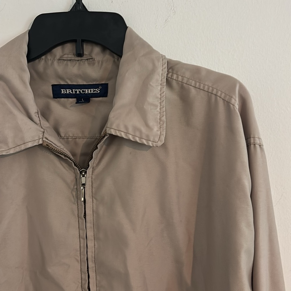 BRITCHES Men's Sz L Light Brown Nylon Jacket Great Condition. - Picture 6 of 8